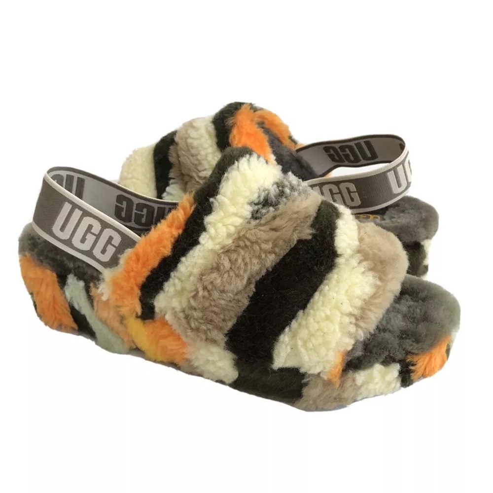 Ugg Oh Yeah Shearling Cali Collage Olive Slides - image 1